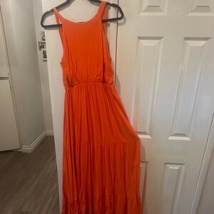 New York & Company Vibrant Orange Maxi Dress